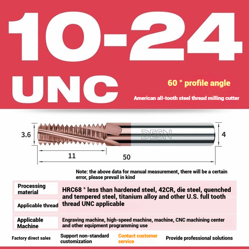 1115-65° high hard tungsten carbide thread milling cutter Long tooth full tooth alloy American thread milling cutter UNC UNF aluminum stainless steel Shandong Denso Pricision Tools Co.,Ltd.